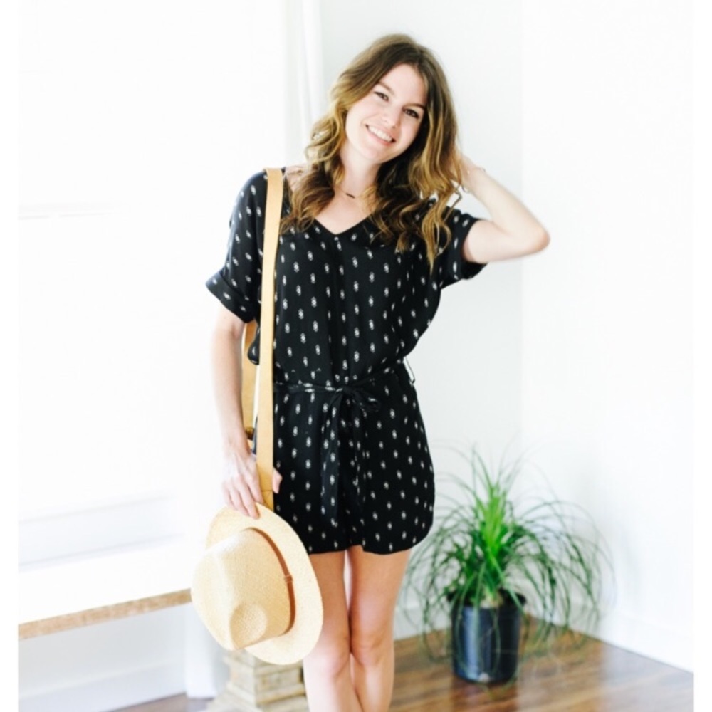 Madewell Diamond Print Romper with Pockets